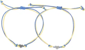 2pcs Heart Charm Woven Bracelets Women's Fashion Jewelry Adjustable Heart Charm Bracelet for Women