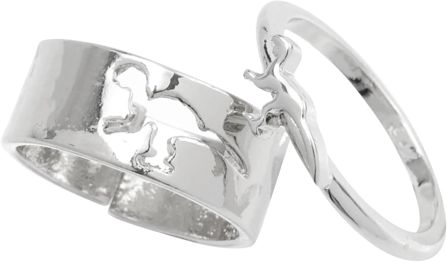 2pcs Matching Couples Ring Jewelry Dinosaur Engagement Wedding Band for Ladies Men