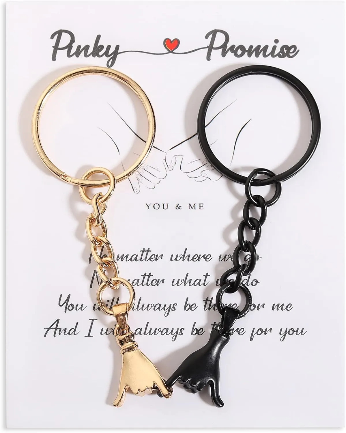 2Pcs Pinky Promise Keychains for Couples, Valentine Gifts for Girlfriend Boyfriend Best Friends, Bff Friendship Keychains