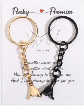 2Pcs Pinky Promise Keychains for Couples, Valentine Gifts for Girlfriend Boyfriend Best Friends, Bff Friendship Keychains