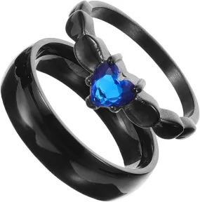 2pcs Ring Set Silver Figit Stackable Dainty Couples Matching Promise Rings for Couples