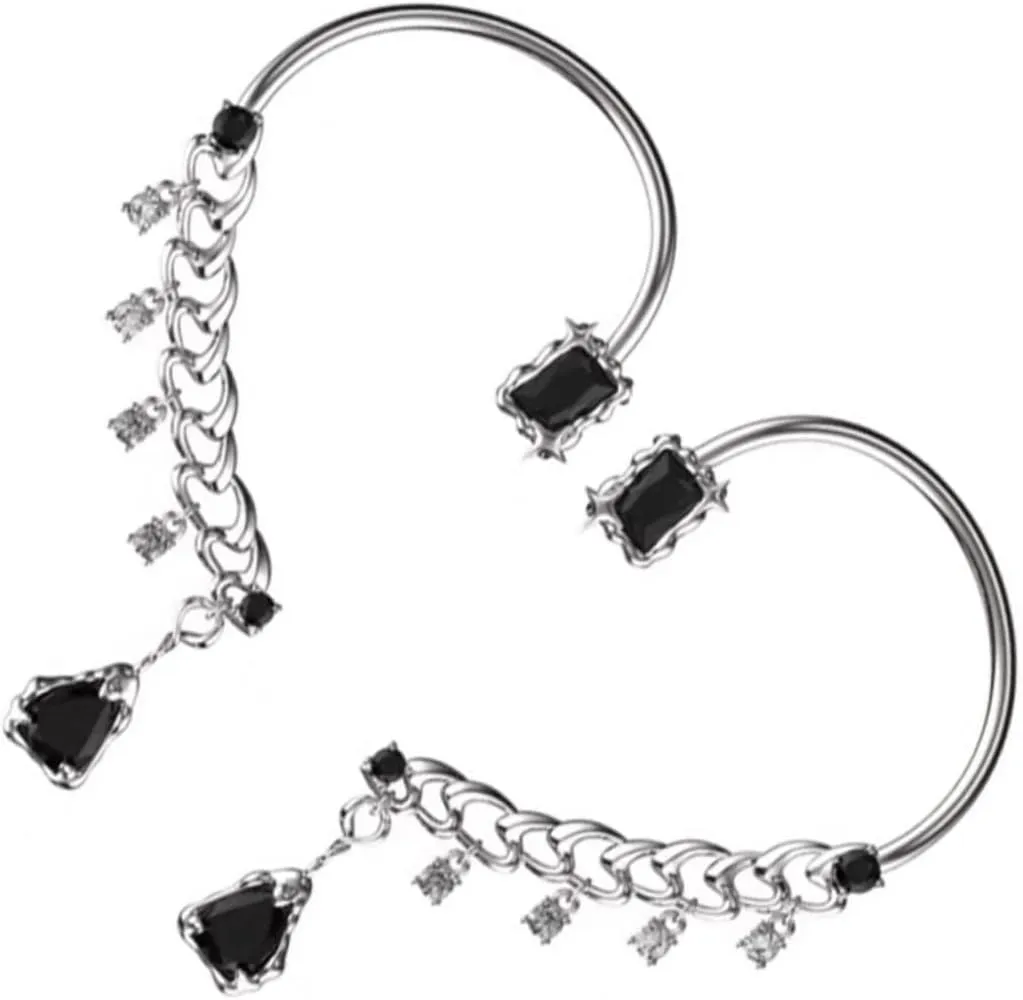 2pcs Vintage Metal Ear Climbers Non-piercing Punk Ear Cuff Punk Cartilage Clip Earring Wrap Crawler for Special Occasions