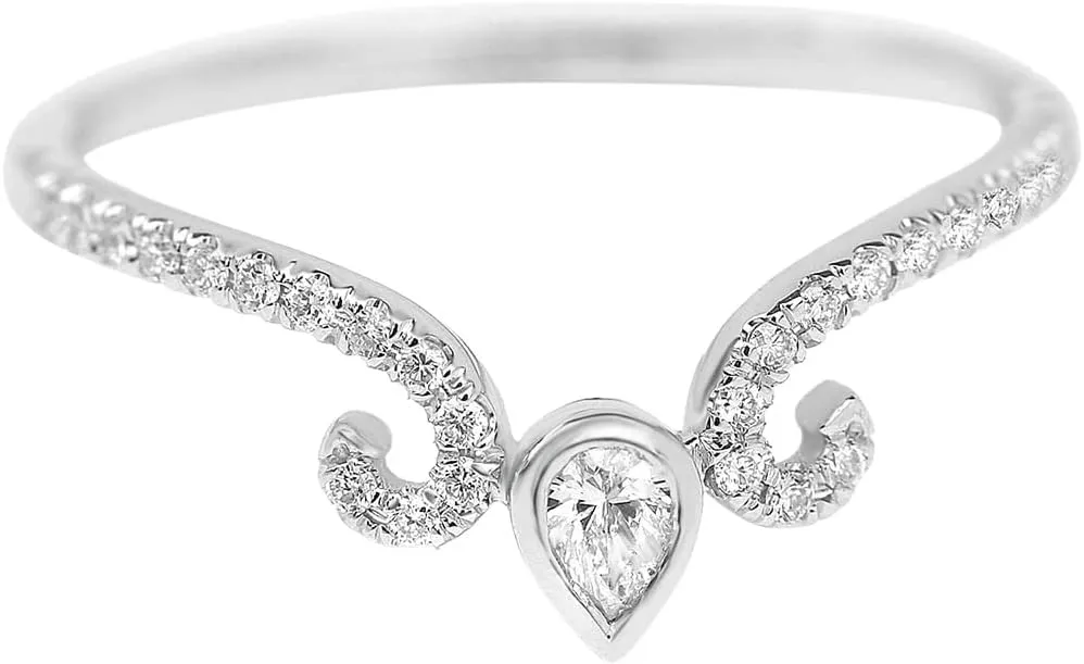 2pcs Women Cubic Zirconia Rings Set Exquisite Imitation Diamond Wedding Band Vintage Stackable Engagement Ring (Silver, 10)