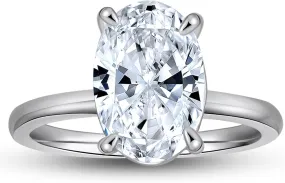 3 Carat Oval Black Engagement Rings for Women by Ginger Lyne | Cubic Zirconia Wedding Rings for Women Sterling Silver | Large Fake Diamond Engagement | Travel CZ Simulated Diamond Promise or Bridal