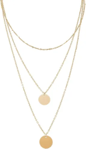 3 Layered Necklaces for Women Dainty Pendant Necklaces Personalized Chain Necklace Gifts Jewelry Lady (Gold, One Size)