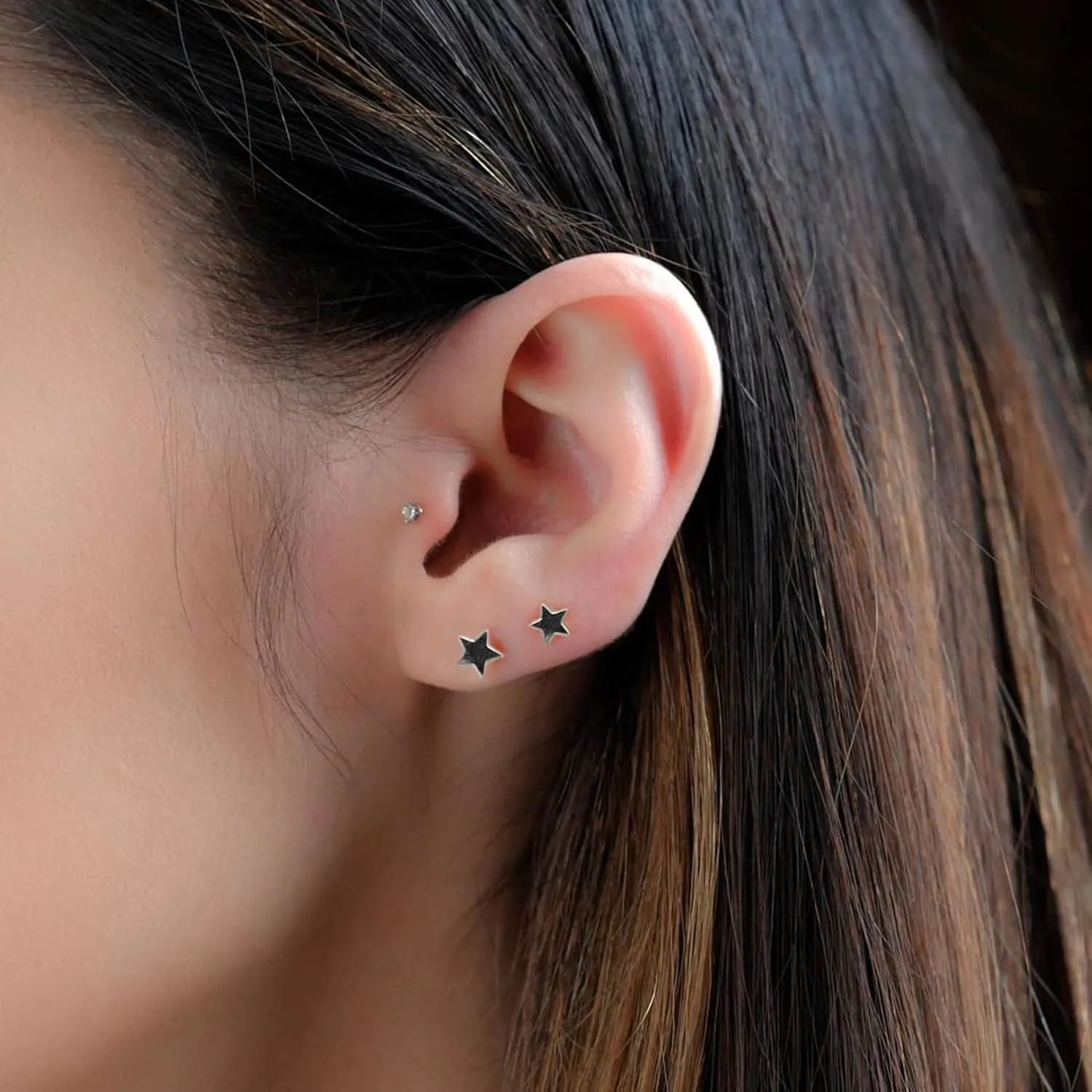 3 Pairs 925 Sterling Silver Star Stud Earrings for Women,Tiny Simple Geometric Stud Earrings Set Small Hypoallergenic Cartilage Tragus Ear Jewellery for Men (3/4/5mm)