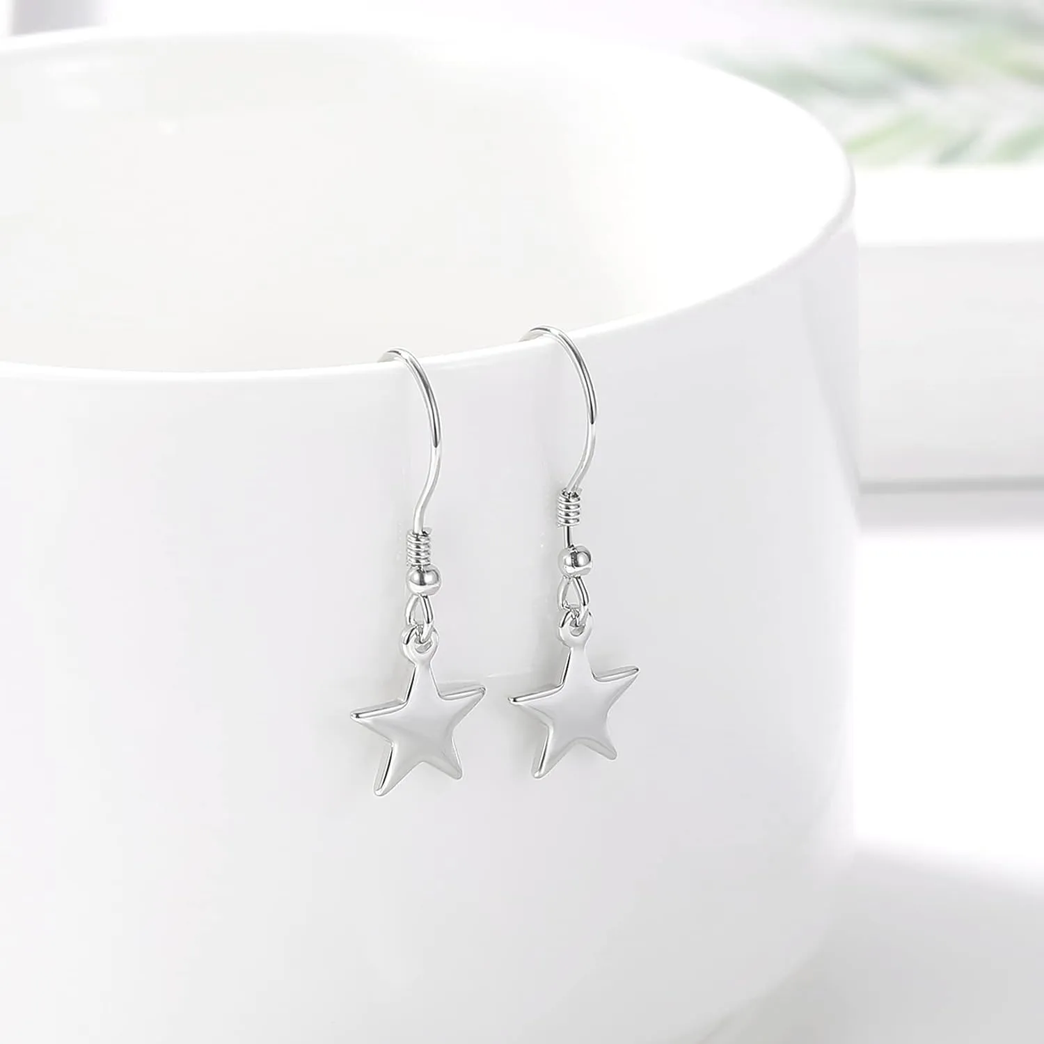 3 Pairs 925 Sterling Silver Star Stud Earrings for Women,Tiny Simple Geometric Stud Earrings Set Small Hypoallergenic Cartilage Tragus Ear Jewellery for Men (3/4/5mm)