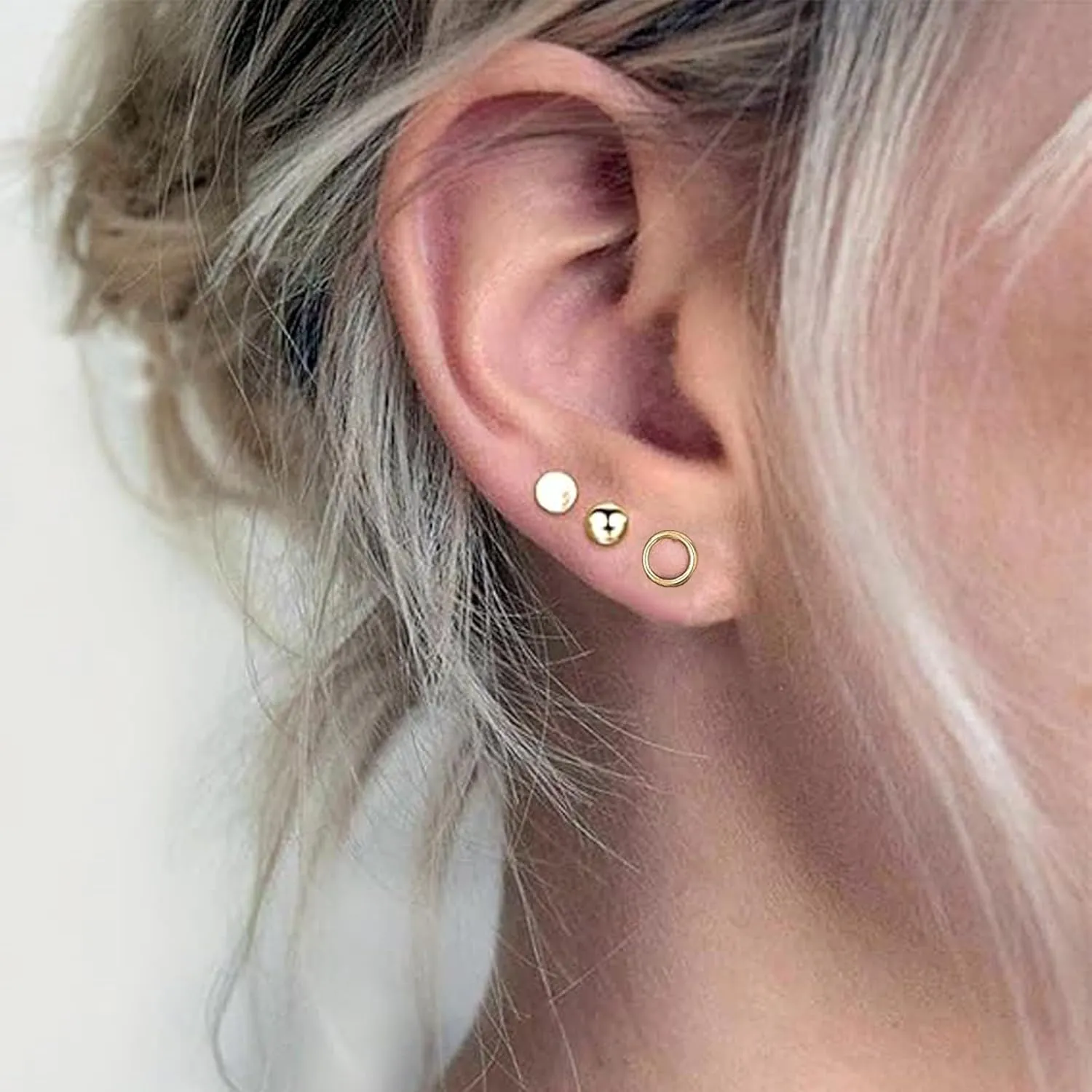 3 Pairs Titanium Stud Earrings Set, Hypoallergenic Women Earrings Nickel Free Earrings for Sensitive Ears Classic Dainty Girls Earring Studs