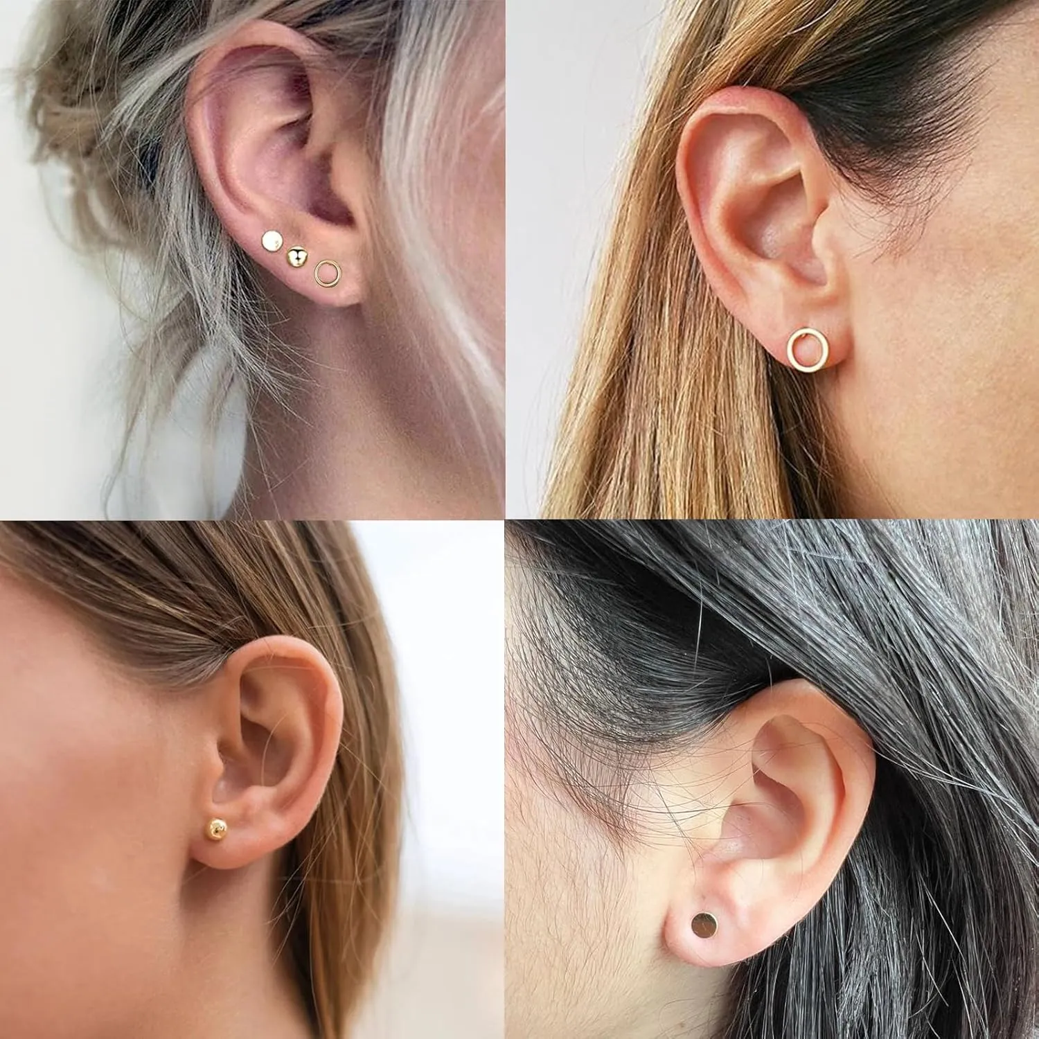 3 Pairs Titanium Stud Earrings Set, Hypoallergenic Women Earrings Nickel Free Earrings for Sensitive Ears Classic Dainty Girls Earring Studs
