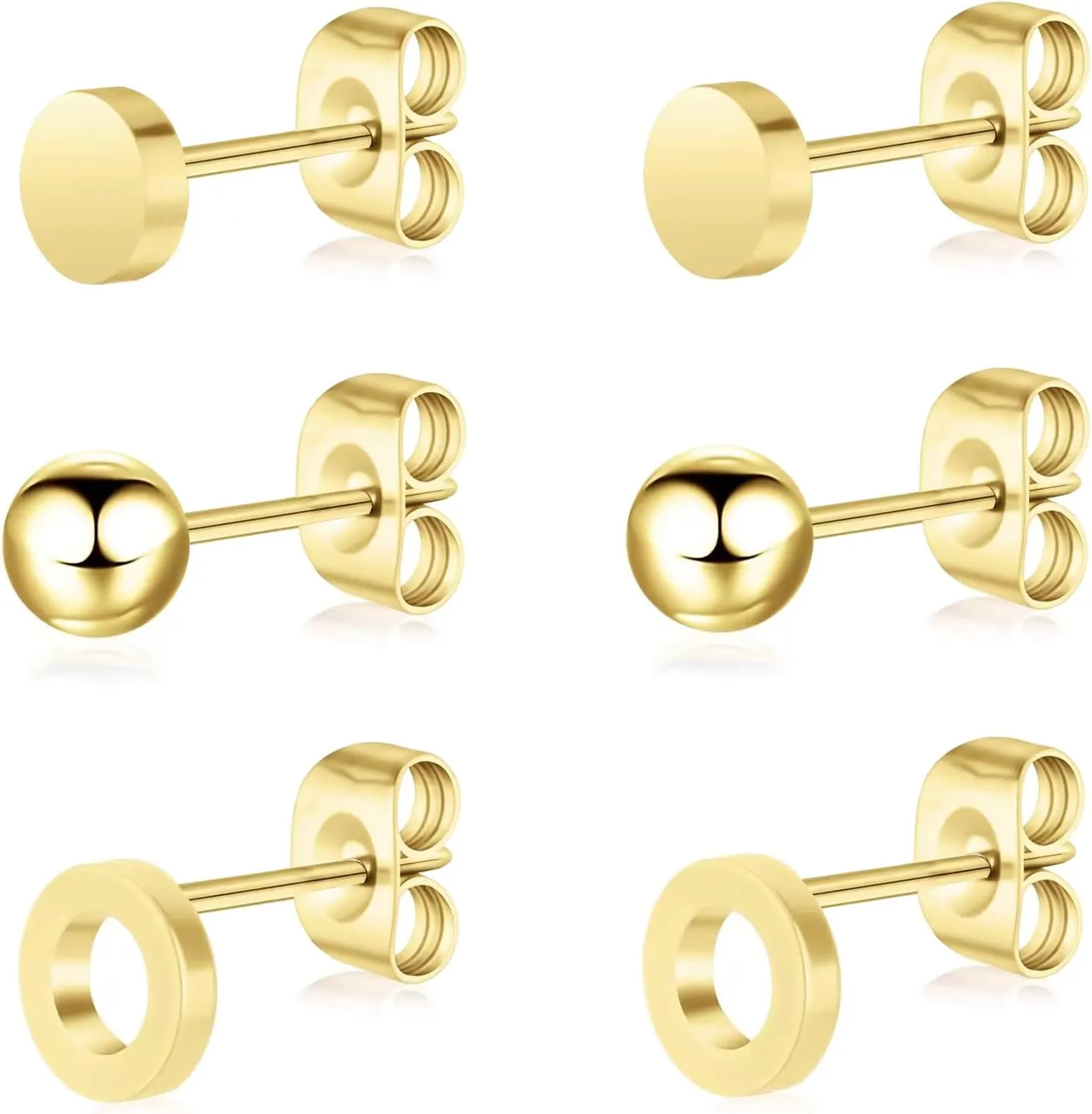 3 Pairs Titanium Stud Earrings Set, Hypoallergenic Women Earrings Nickel Free Earrings for Sensitive Ears Classic Dainty Girls Earring Studs