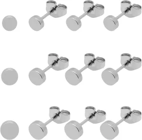 30pcs Dot Stud Earrings for Women Stud Earrings Assorted Sizes Flat Dot Stud Earrings Hypoallergenic Round Stud Earrings Tiny Stud Earrings 30pcs Earring Backs Replacements (White K, 3mm/4mm/5mm)