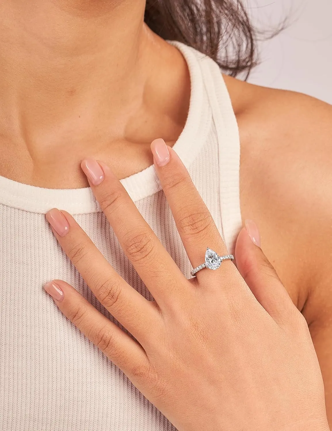3.5CT Oval Solitaire Engagement Ring, Women's Engagement Rings, 925 Sterling Silver Fake Diamond Ring Cubic Zirconia Engagement Ring18K White Gold Plated Oval Rings for Women