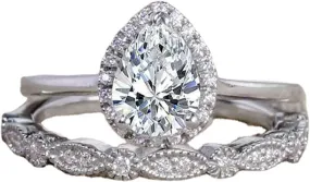 3pcs Inlaid Zircon Wedding Band Exquisite Diamond Engagement Ring Stackable Proposal Ring Set for Women