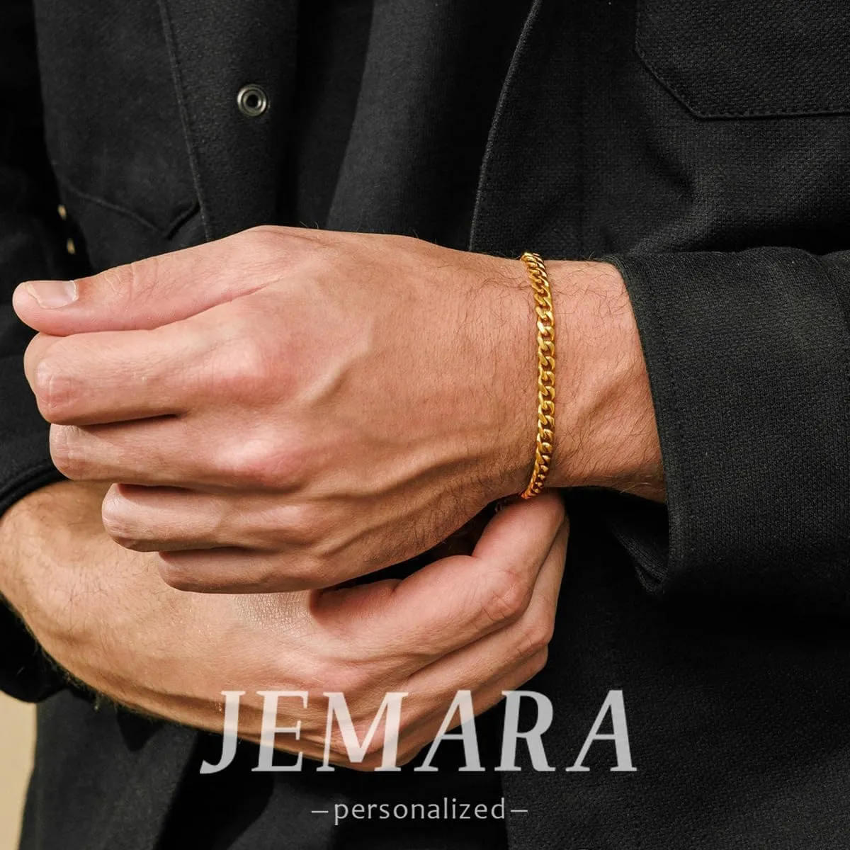 3Pcs Stainless Steel Mens Bracelet,Adjustable Sturdy Silver Cuban Chain Bracelet Set for Men