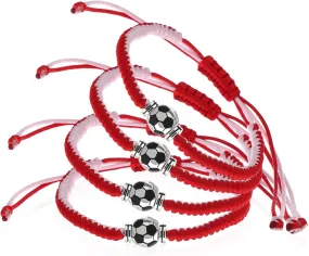 4 Pcs Braided Soccer Bracelets for Boys and Woven Wristbands Unique Sports Accessories for Couples and Teens