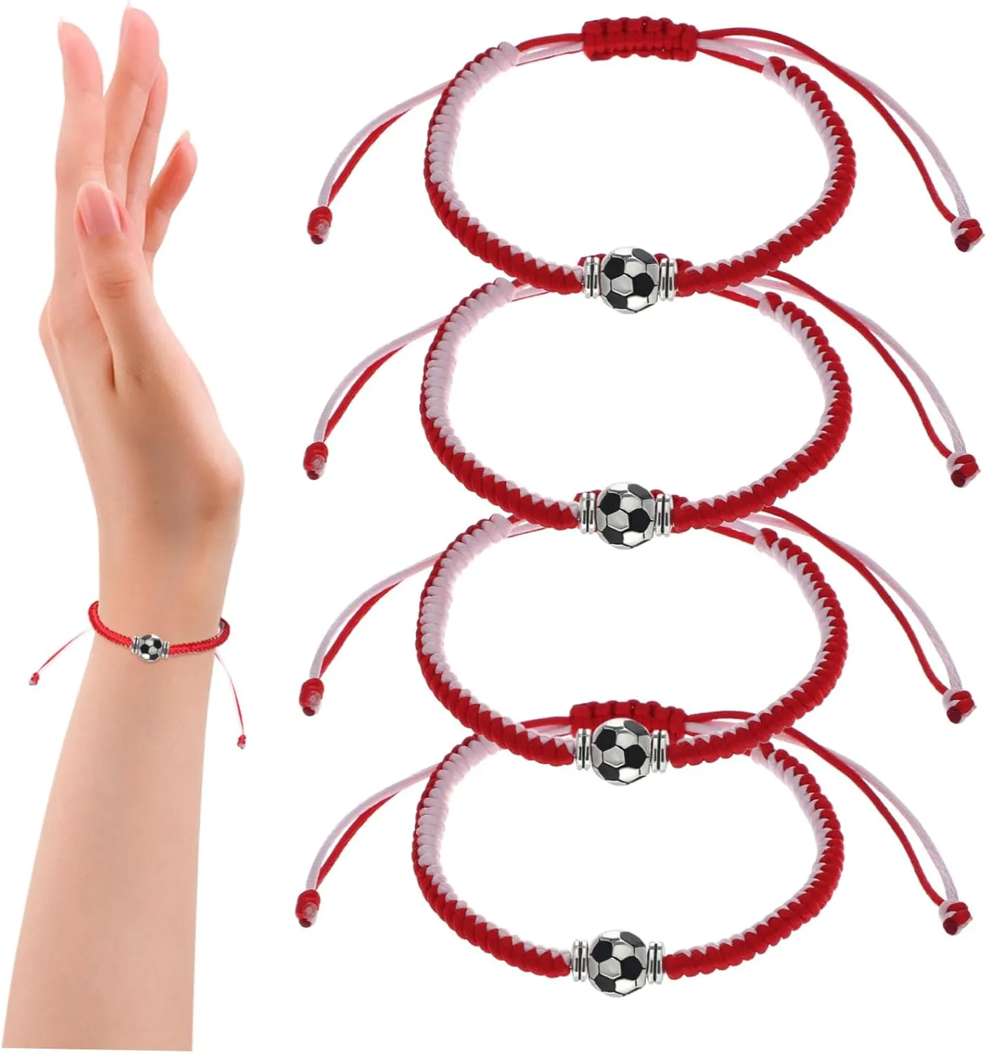 4 Pcs Soccer Bracelets Braided Woven Fabric Bracelets for Boys Stylish Sports Accessories Durable Comfortable for Daily Wear Sports Activities