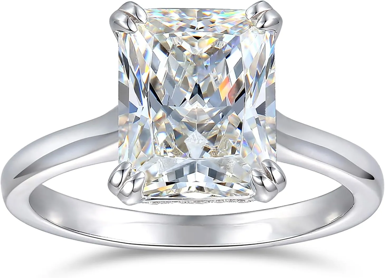 4ct Radiant Cut Moissanite Engagement Ring for Women Solitaire Engagement Ring Travel Rings for Women