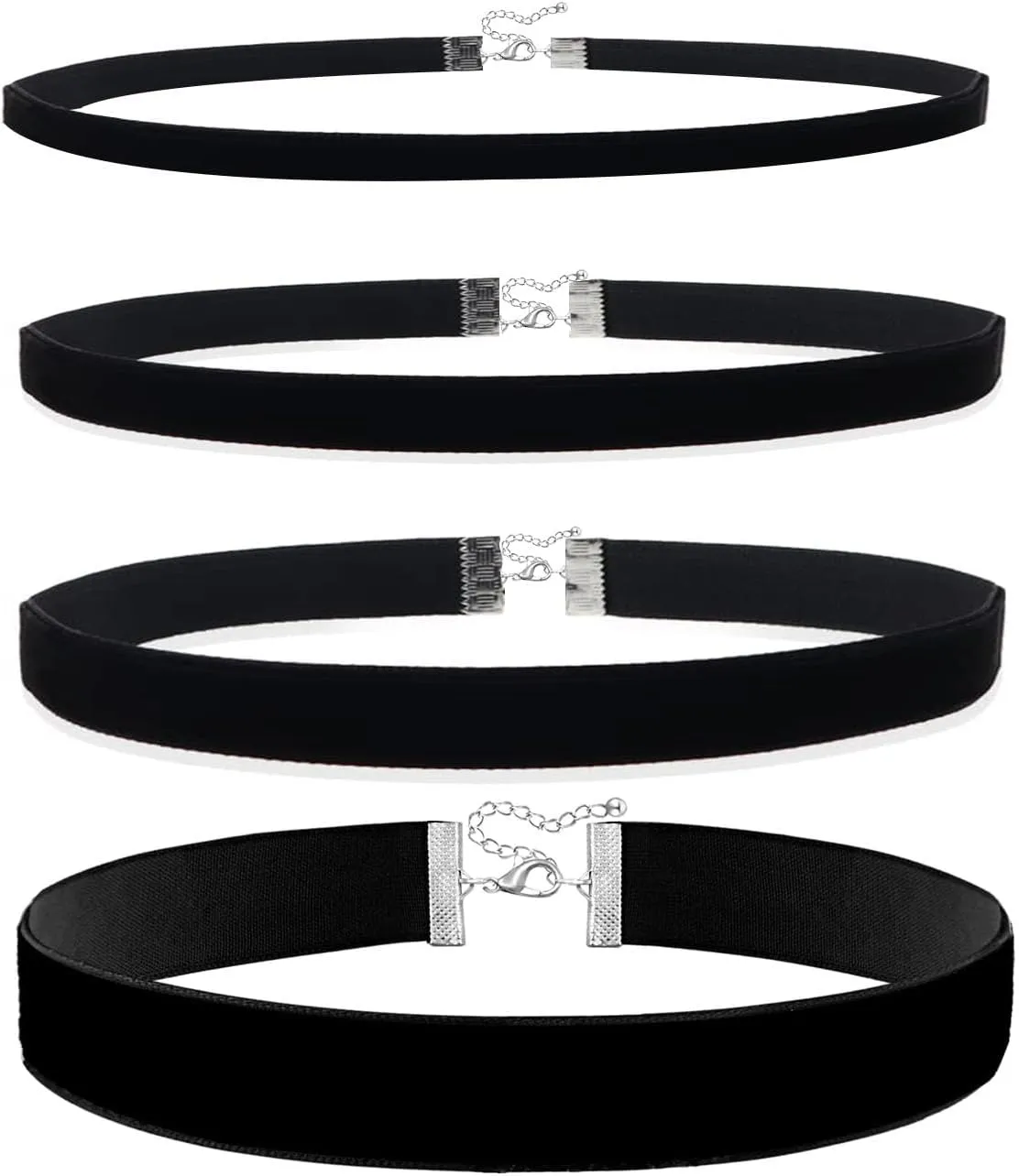 4PCS Black Choker for Women Black Lace Velvet Chocker Set Layered Classic Choker Necklace Velvet Collar Adjustable Gothic Chokers