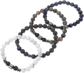 4Pcs Natural Stone Bracelet for Couples Essential Oil Diffuser Beads Elastic Cord Unisex Friendship Jewelry Thoughtful present for Men and Women Matching Bracelets