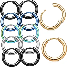 5 Pairs Small Hoop Earrings Titanium Steel Circle Hoops for Men Women Minimalist Jewelry Comfortable Stud Earrings