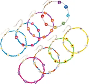 8pcs Colorful Beaded Anklets for Women Handmade Charm Bracelets for Beach Parties Lightweight and Comfortable Accessories for Weddings and Special Occasions