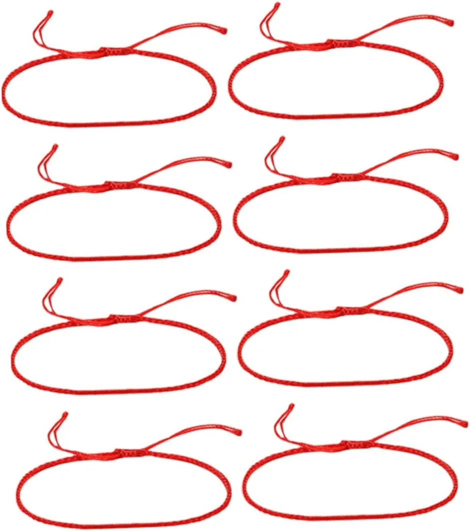 8pcs DIY Handwoven Red Rope Bracelet Semi Finished Red Ropes for Luck Charm Design for Men and Women for Minimalist Style Accessories