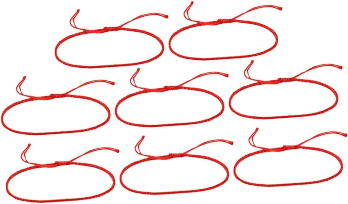8pcs Red Cord Rope Bracelet Unisex Semi Finished Friendship Bracelets for DIY Crafts Elegant for Positive Energy and Luck