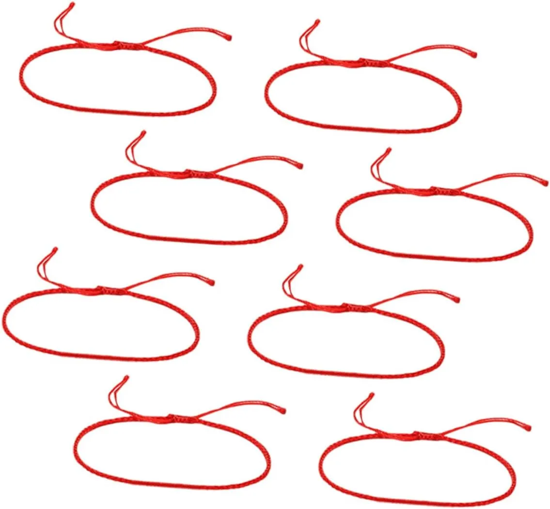 8pcs Red String DIY Bracelet Semi Finished Knot Bracelets for Unique Fashion Accessories for Crafting Present Giving Stylish Red