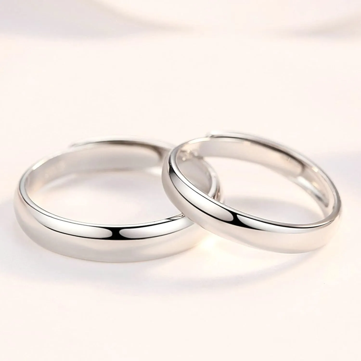 925 Promise Rings for Couples, Customizable Engagement Rings Adjustable Silver Ring with Cubic Zirconia
