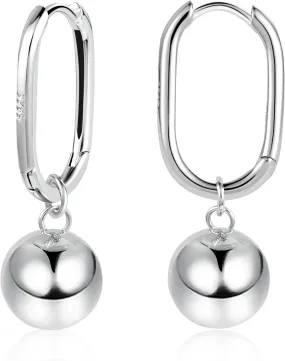 925 Sterling Silver Ball Drop Dangle Earrings Hypoallergenic Ball Drop Earrings for Women Fashion Jewelry