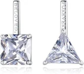 925 Sterling Silver CZ Dangle Drop Stud Earrings for Women, 18K Gold Plated Statement Cubic Zircon Hanging Earrings, Forever Be Loved