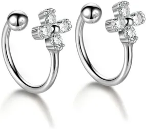 925 Sterling Silver Ear Cuff for Women, Cross Ear Cuffs Earrings, 18K Gold Plated Non Pierced Earring Cuff