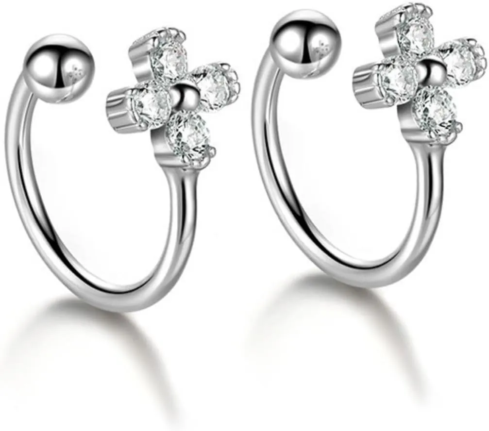 925 Sterling Silver Ear Cuff for Women, Cross Ear Cuffs Earrings, 18K Gold Plated Non Pierced Earring Cuff