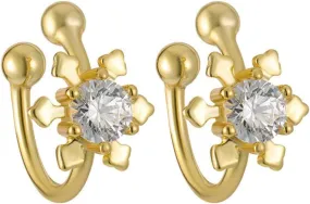 925 Sterling Silver Ear Cuff for Women, Snowflake Ear Cuffs Earrings, 18K Gold Plated Non Pierced Earring Cuff