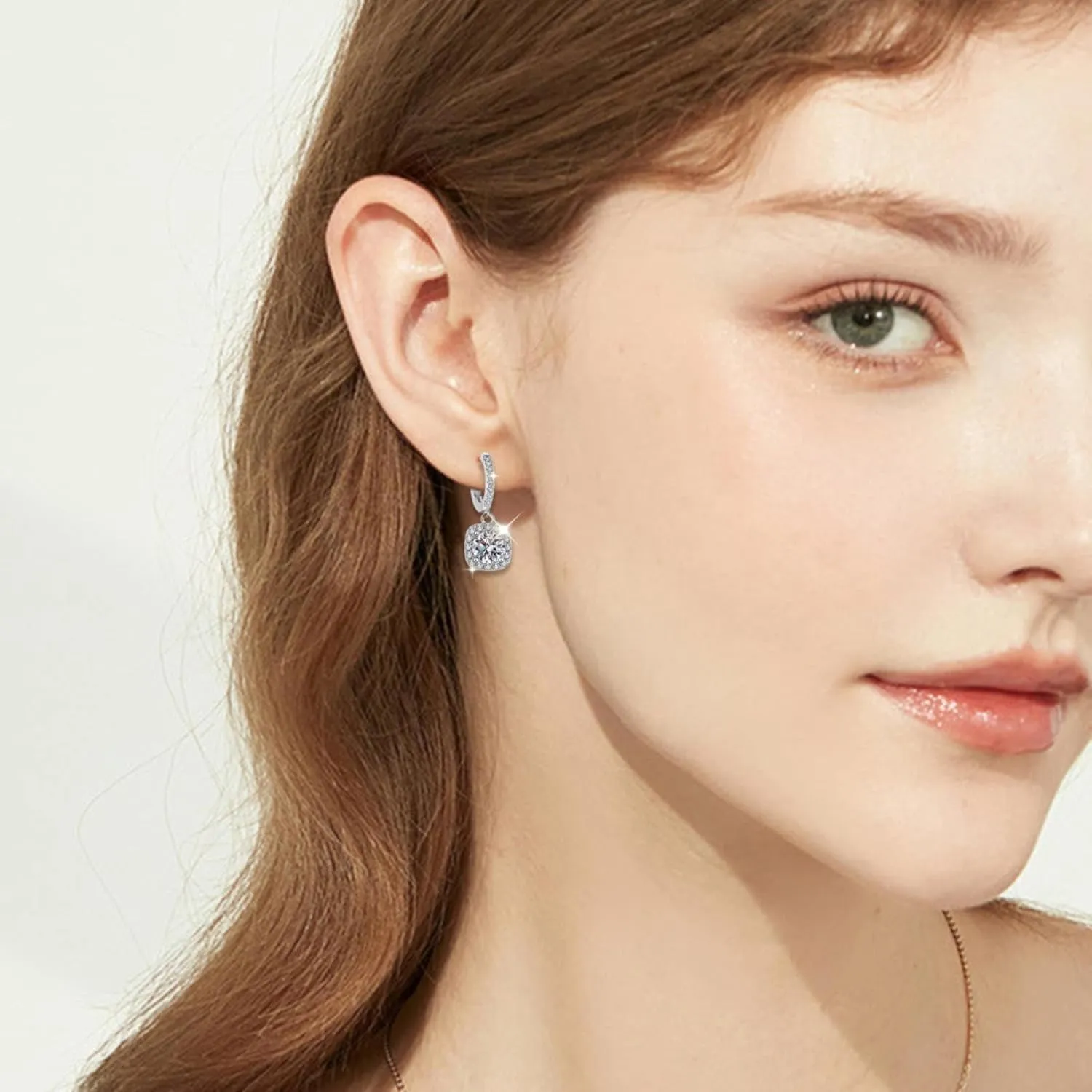 925 Sterling Silver Earrings for Women Moissanite Diamond Dangle Small Hoops Hypoallergenic Anniversary Jewelry Gift