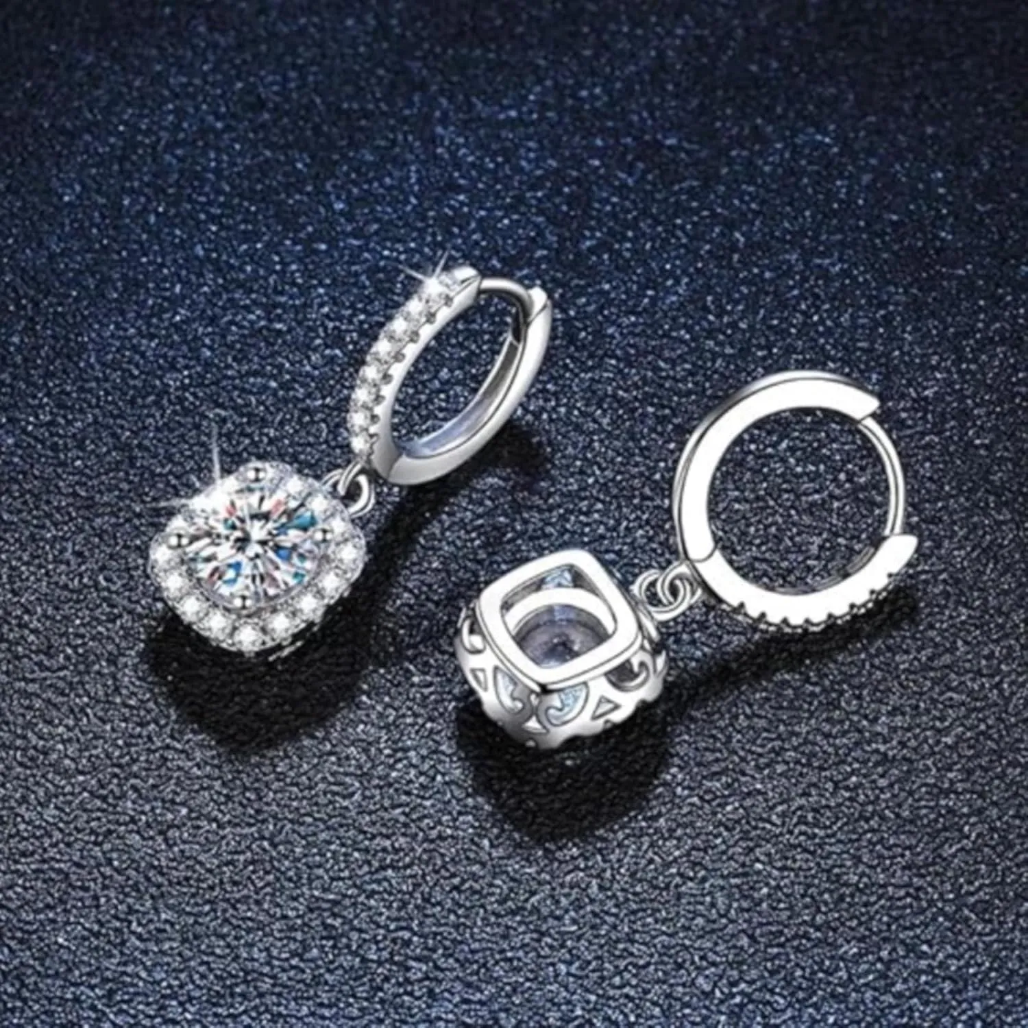 925 Sterling Silver Earrings for Women Moissanite Diamond Dangle Small Hoops Hypoallergenic Anniversary Jewelry Gift