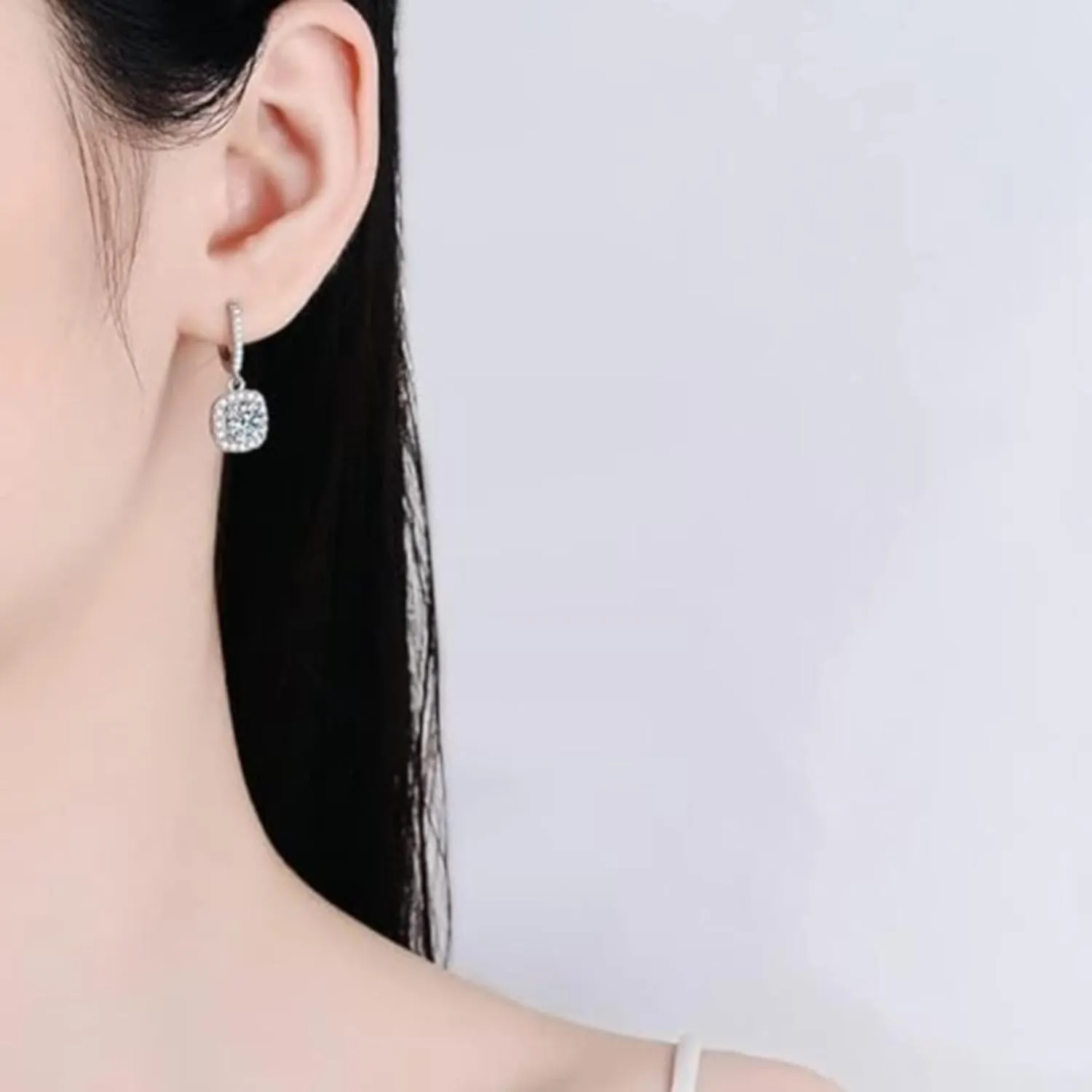 925 Sterling Silver Earrings for Women Moissanite Diamond Dangle Small Hoops Hypoallergenic Anniversary Jewelry Gift