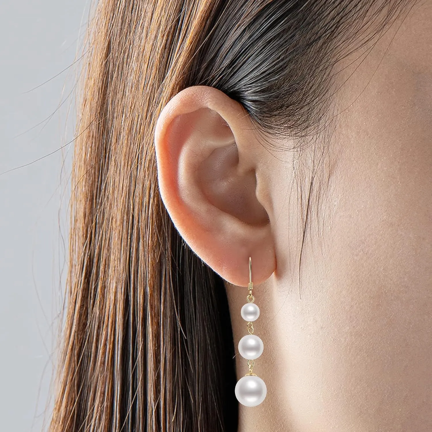925 Sterling Silver Freshwater Pearl Drop Earrings for Women - June Birthstone Long Dangle Jewelry Gifts for Mom, Wife, Girlfriend