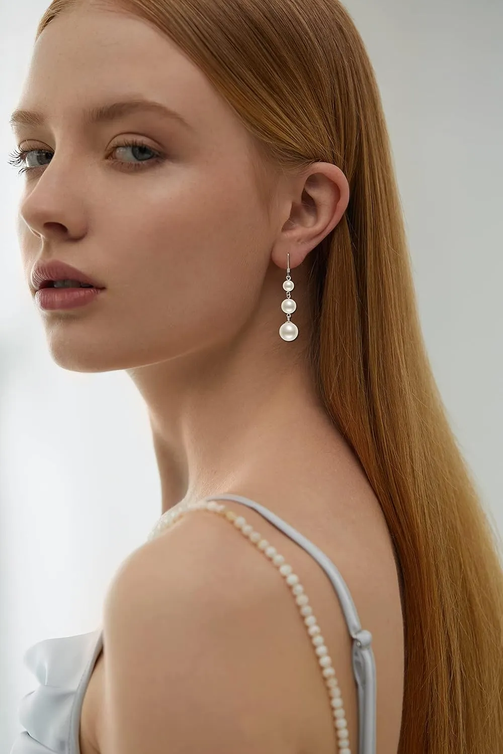 925 Sterling Silver Freshwater Pearl Drop Earrings for Women - June Birthstone Long Dangle Jewelry Gifts for Mom, Wife, Girlfriend