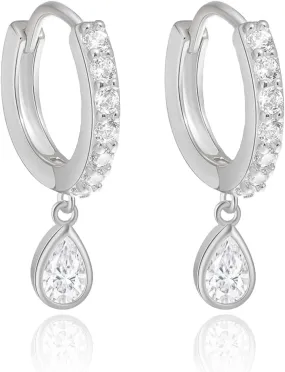 925 Sterling Silver Post Butterfly Drop/Dangle Huggie Zircon Earrings for Women | Butterfly,Water Drop Zircon Hoop Earrings | Dainty Cute Lightweight Earrings Jewelry Gifts for Women