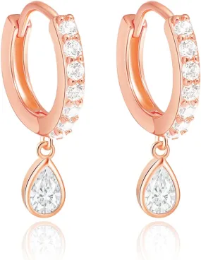 925 Sterling Silver Post Butterfly Drop/Dangle Huggie Zircon Earrings for Women | Butterfly,Water Drop Zircon Hoop Earrings | Dainty Cute Lightweight Earrings Jewelry Gifts for Women