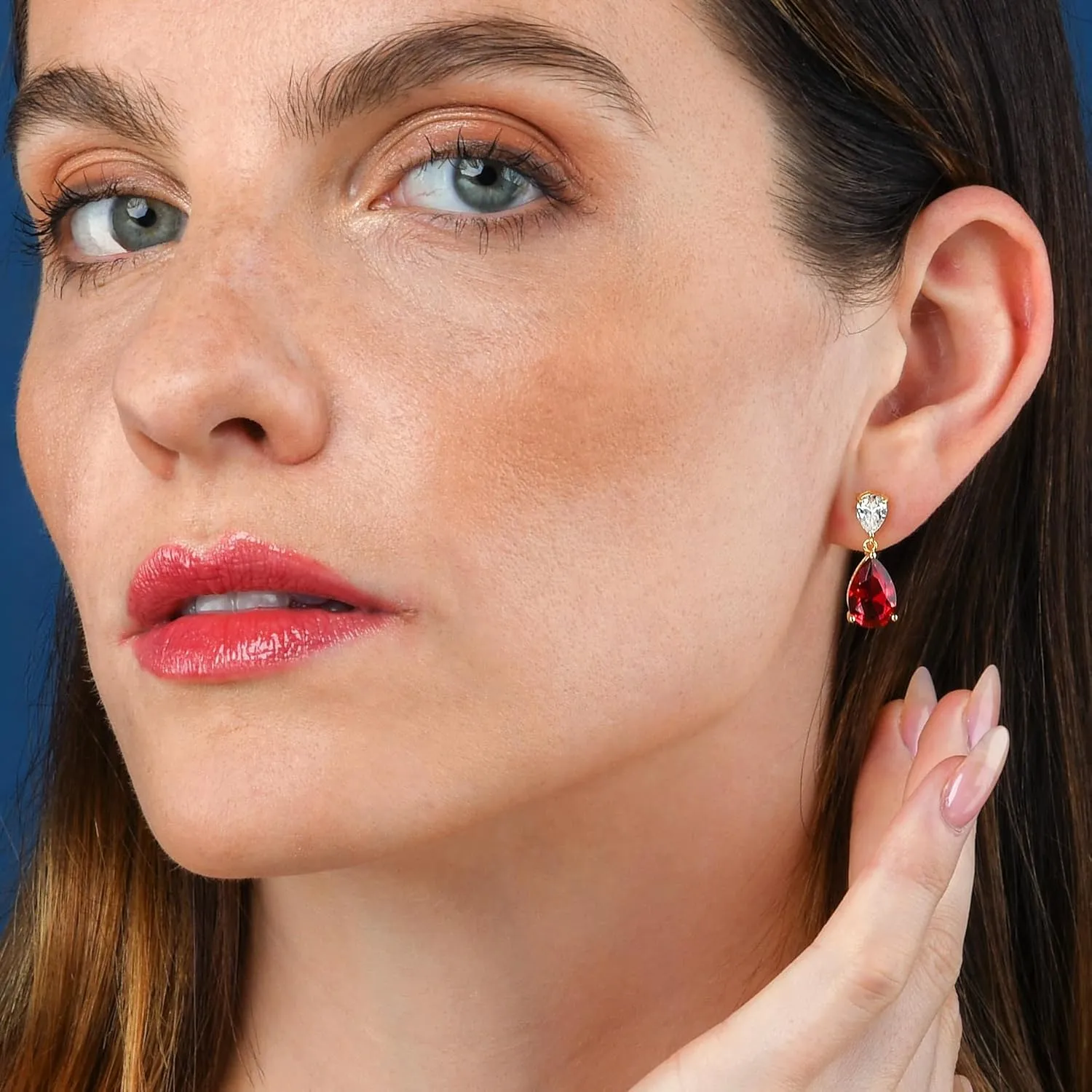 925 Sterling Silver Teardrop Earrings for Women with Colored and White Cubic Zirconia, Sterling Silver Drop Earrings for Women, Elegant Silver, Gold or Rose Gold Dangle Earrings,