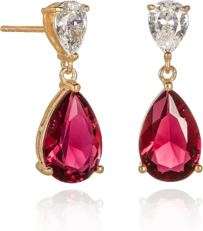 925 Sterling Silver Teardrop Earrings for Women with Colored and White Cubic Zirconia, Sterling Silver Drop Earrings for Women, Elegant Silver, Gold or Rose Gold Dangle Earrings,