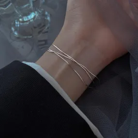 925 Sterling Silver Triple-Layer Snake Chain Bracelet for Women - Elegant and Versatile Multi-Layered Jewelry