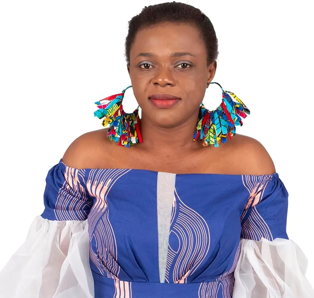 African Fabric Tassel Earrings Set for Ankara Fringe Hoop Earrings for Women