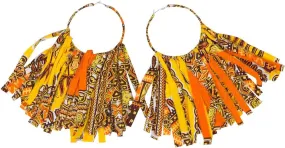 African Fabric Tassel Earrings Set for Ankara Fringe Hoop Earrings for Women
