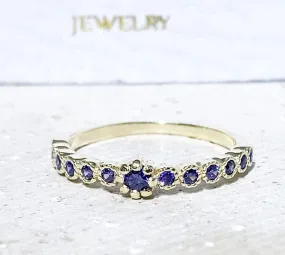 Amethyst Ring - February Ring - Stacking Ring - TIny Ring - Gold Ring - Purple Ring - Dainty Ring - Simple Ring