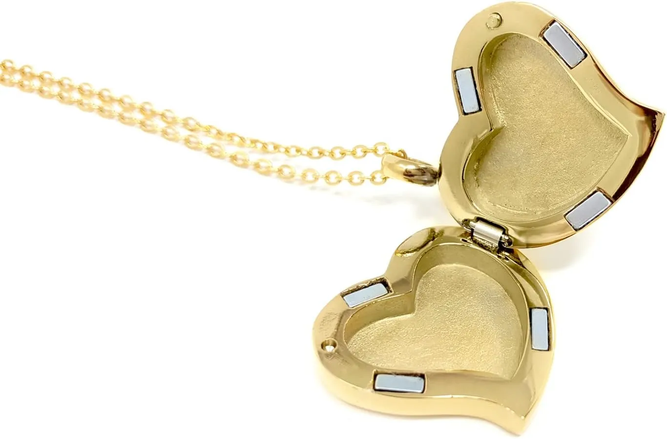 Amour Heart Pill Necklace - Polished Heart Locket with Strong Magnetic Closure - Medication Necklace - Keep Your Medication Securely with You at All Times - 26 Inch Chain