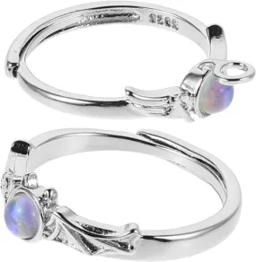 Angel Demon Couple Rings Set Matching Index Finger Rings for Women Angel Jewelry Demon Motif Fashionable