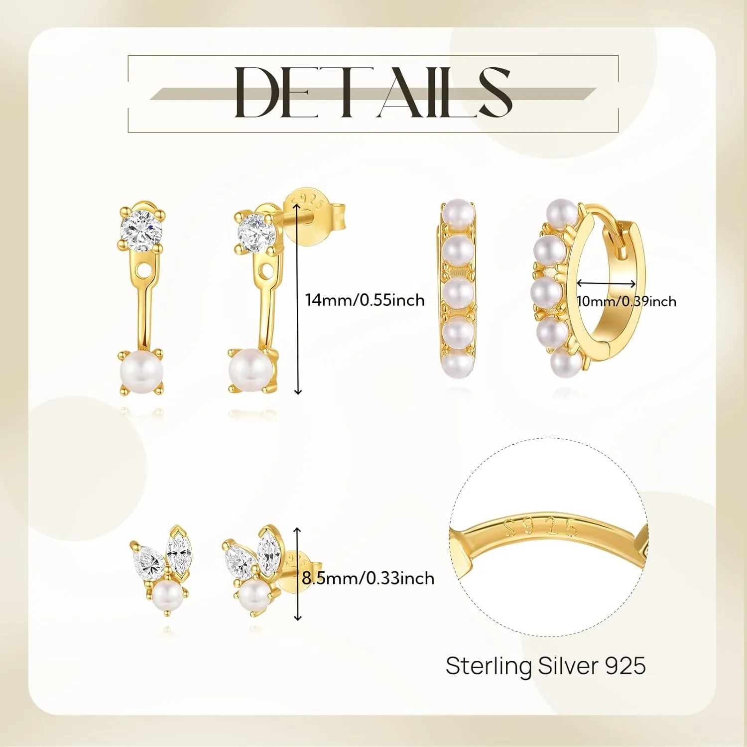 Angelady Pearl Earrings Set for Women, Trendy Pearl Stud Hoop Earring Stacks Gold, Dainty Pearls Earring Jewelry for Women, Valentines Day Earrings Gifts for Her